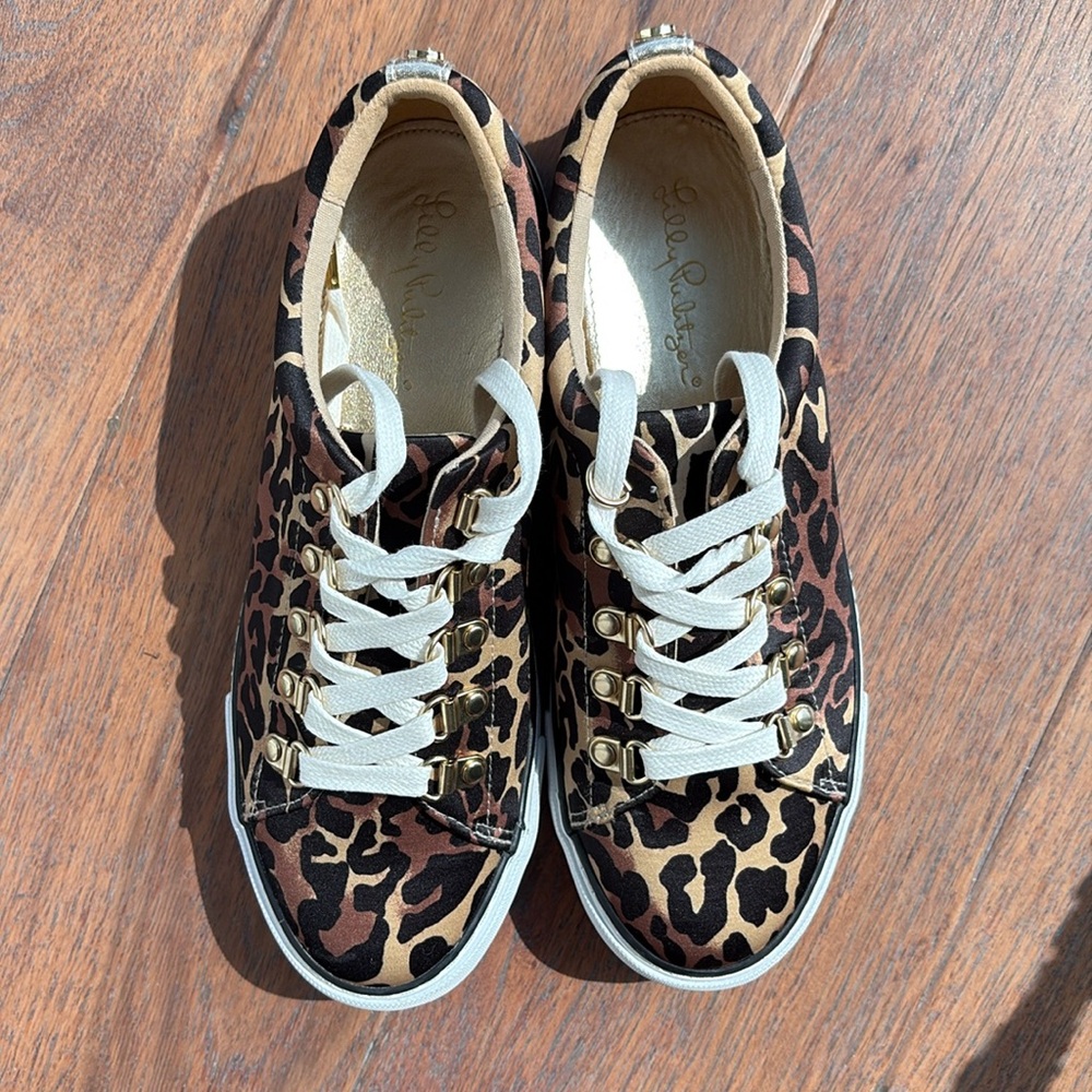 Lilly Pulitzer Brown and Black Leopard Sneakers-Only worn twice!